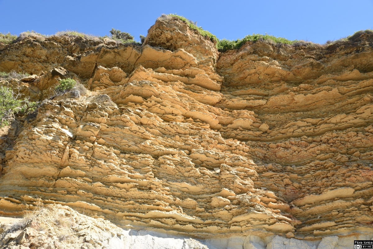 Layers of sandstone on Cape Gerakas in the SE of Zakynthos.